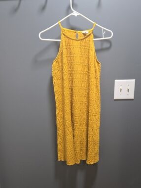 Textured Halter Midi Dress in Mustard Yellow